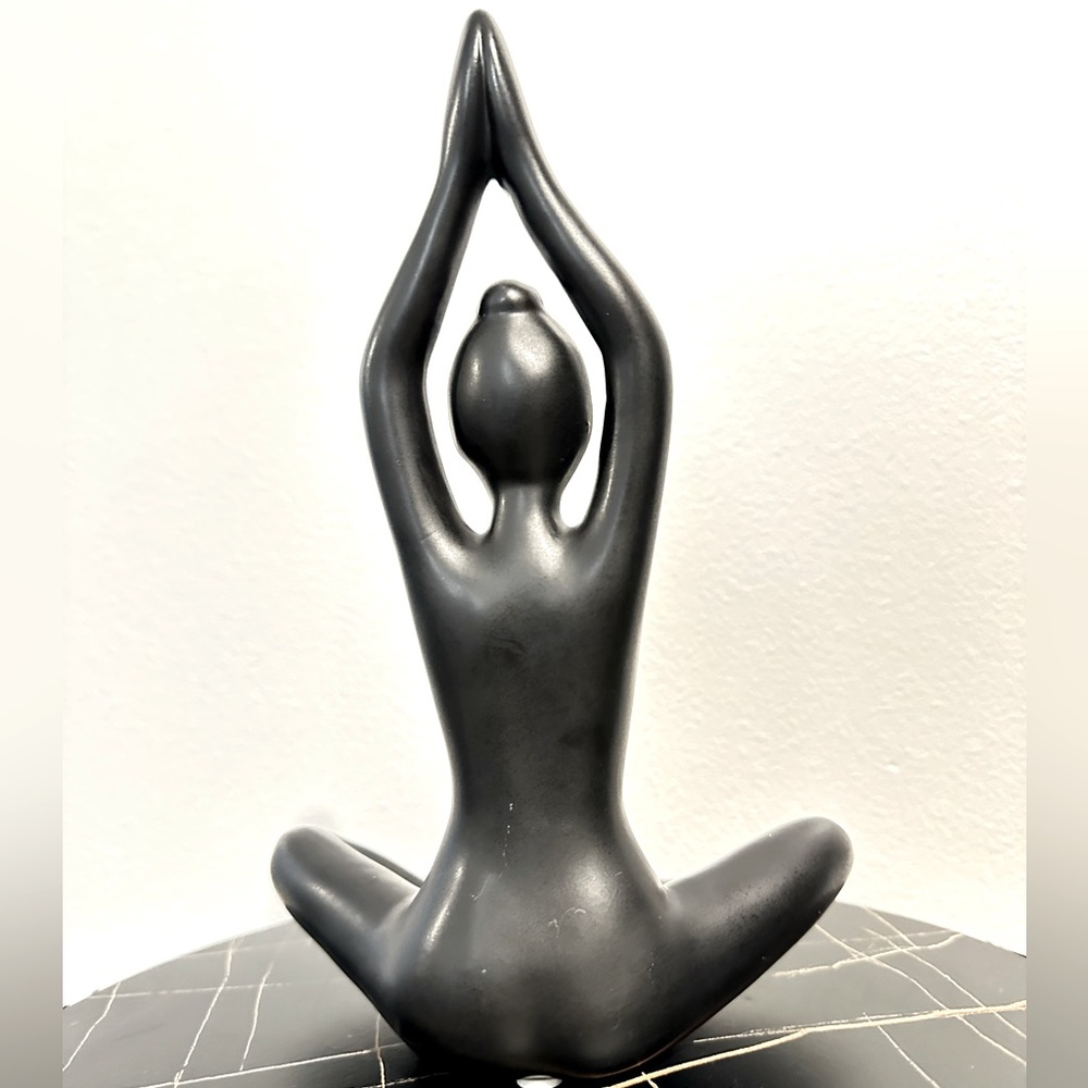 Black Decorative Porcelain Figurine Yoga Pose - Picture 2 of 3